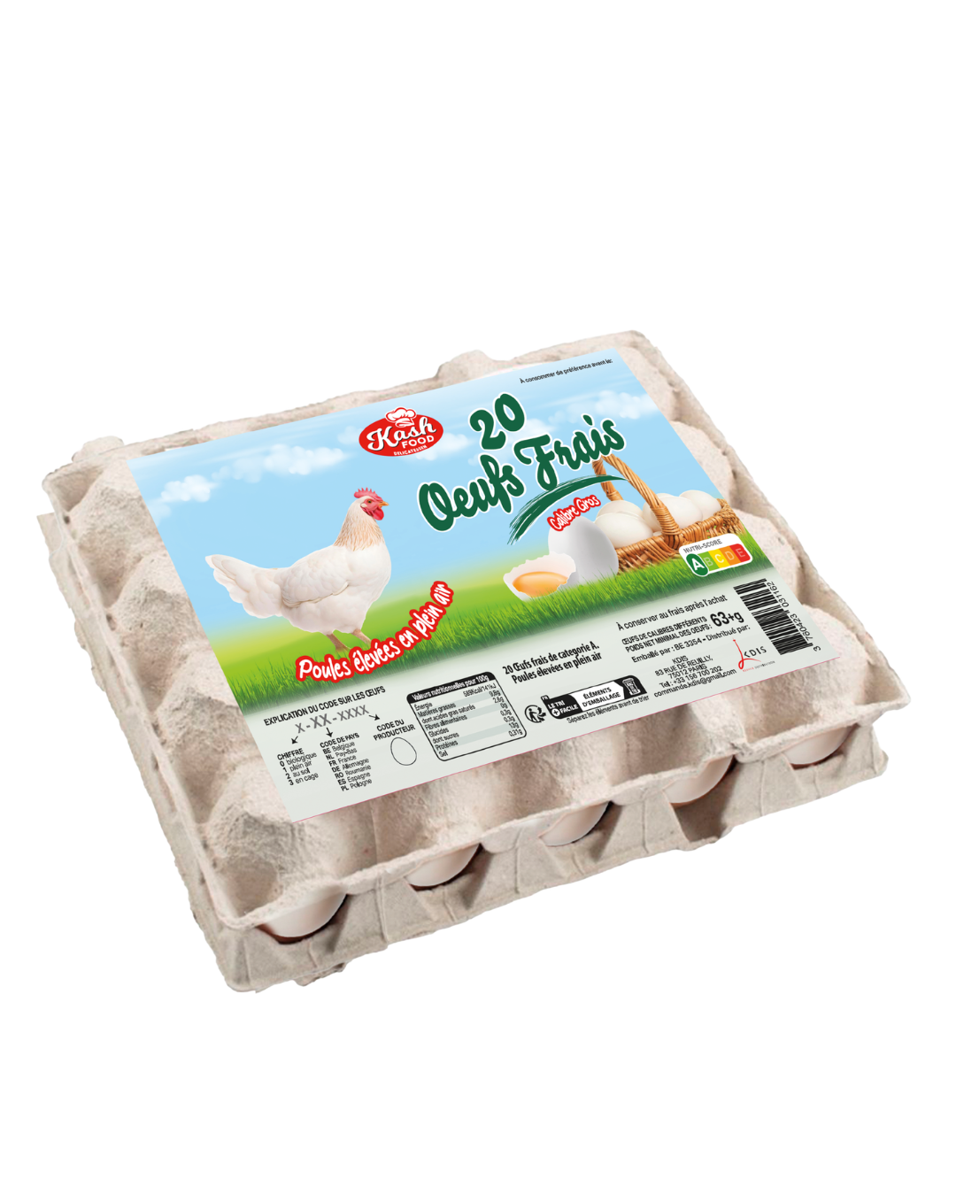 BOITE DE 20 OEUFS PLIEN AIR GROS